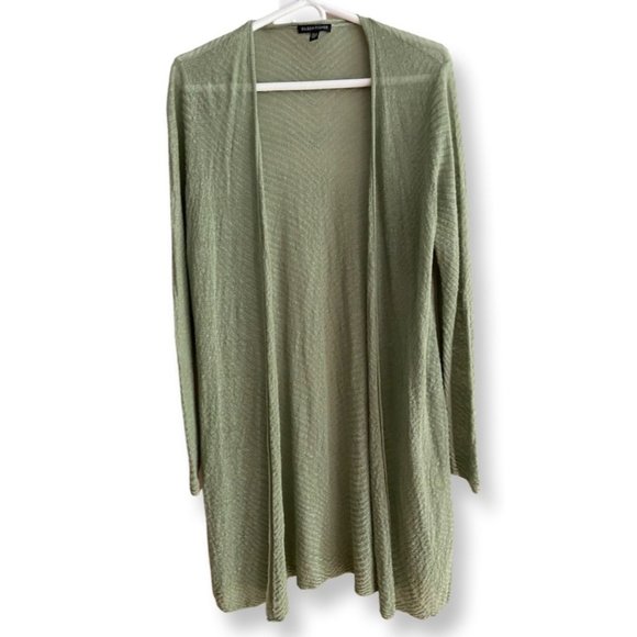 Eileen Fisher Sweaters - Eileen Fisher Small Green Italian Yarn Open Front Long Cardigan Sweater